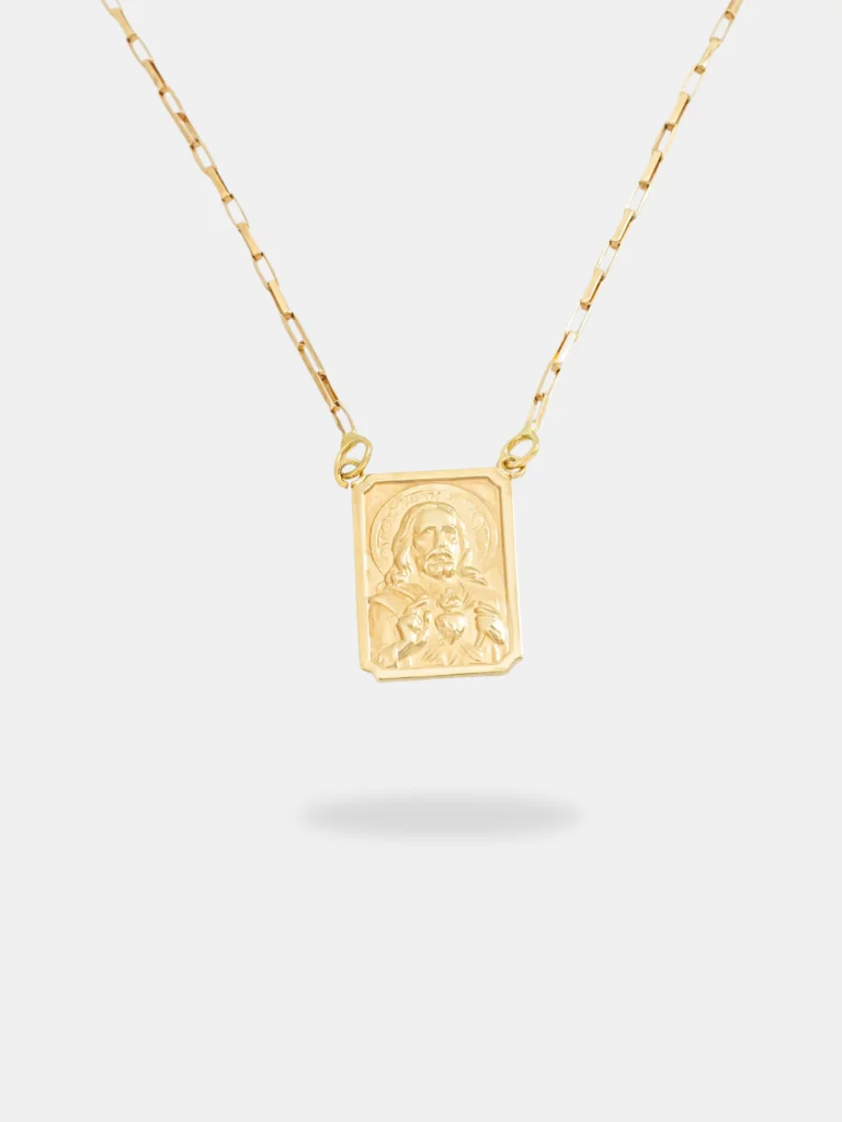 corrente ouro 18k escapulário com elo veneziano M